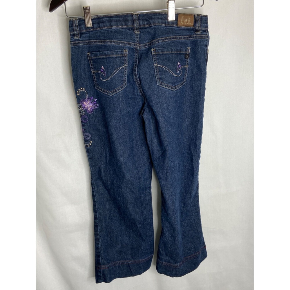 LEI Jeans Girls 16 Chelsea Low Rise Regular Stretch Med Wash Embroidered Flow L2